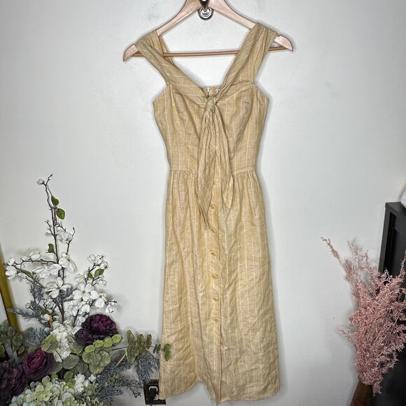 REFORMATION Barrington Linen Striped Button Front Midi Dress Sz 0 {T17} - Picture 3 of 6